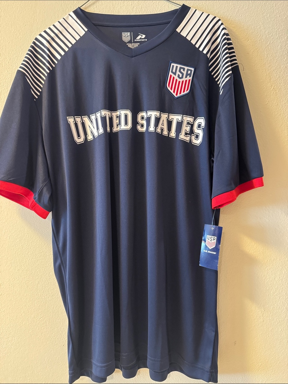 Men's United States Navy Soccer Jersey with Red Sleeve Trim - xl but feels M